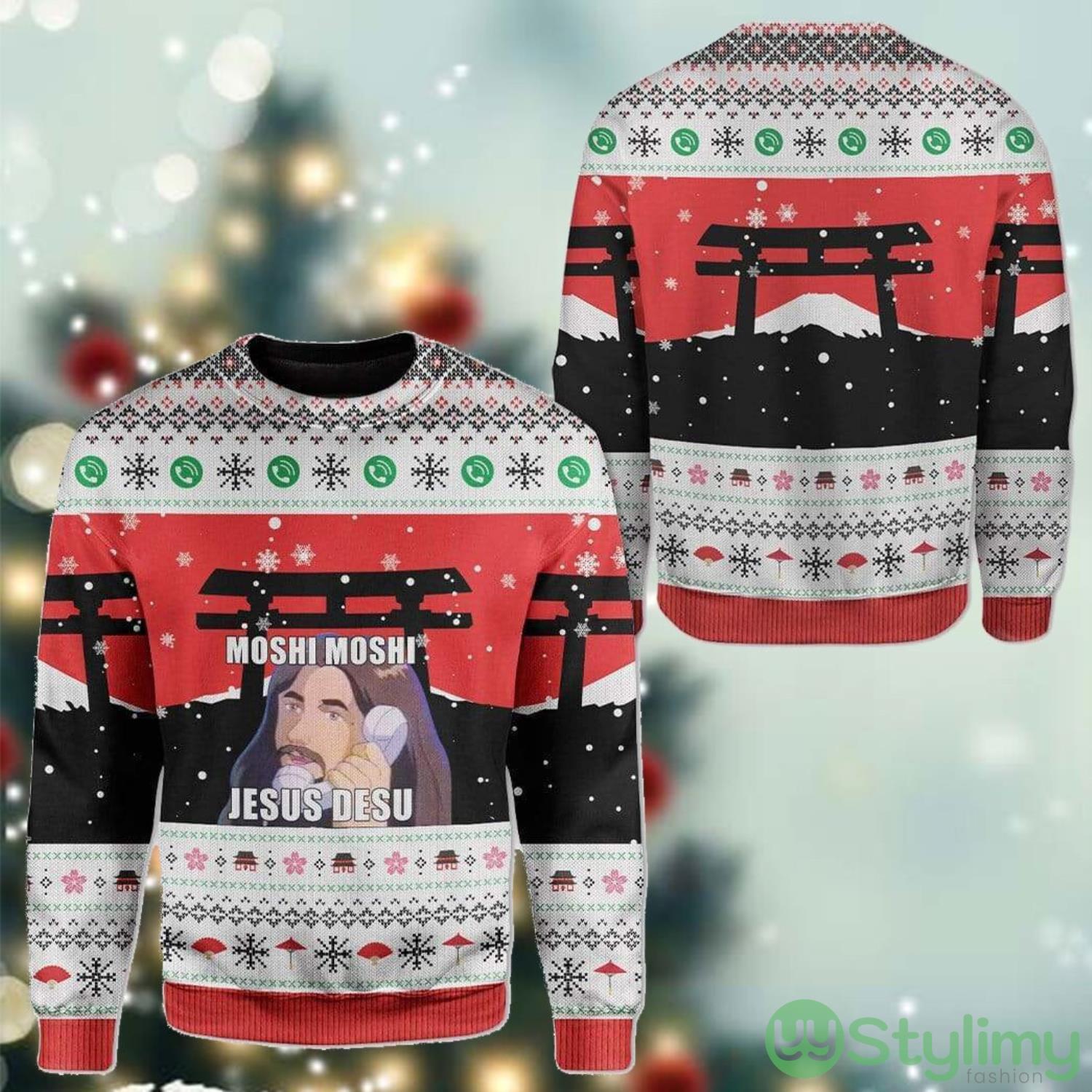 Moshi Moshi Jesus Jesus Ugly Sweater, Ugly Holiday Sweatshirt, Funny Ugly Sweater 3 Moshi Moshi Jesus Jesus Ugly Sweater, Ugly Holiday Sweatshirt, Funny Ugly Sweater Product Photo 1
