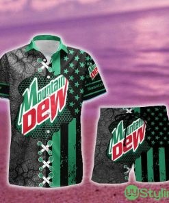 Mountain Dew USA Flag Hawaiian Combo Shirt And Short Gift Hawaiian For Mens - Mountain Dew USA Flag Hawaiian Shirt And Short_1
