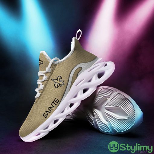 New Orleans Saints Logo Running Sneaker Max Soul Shoes In Gold Gift For Men And Women - New Orleans Saints Logo Pattern 3D Max Soul Sneaker Shoes In Gold_2