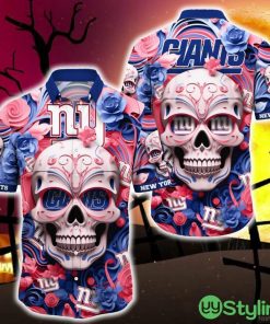 New York Giants Halloween Skull 3D Hawaiian Shirt For Fans Gift Christmas Men And Women - New York Giants Halloween Hawaii Shirt Trending New Arrivals_1