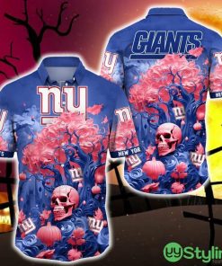 New York Giants Halloween Trending Skull 3D Hawaiian Shirt For Fans Gift Christmas Men And Women - New York Giants Halloween Skull Trending Hawaii Shirt New Arrivals_1