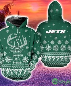 New York Jets Christmas Reindeer 3D Hoodie Zip Hoodie Print Holiday Gift For Fans - New York Jets Christmas Reindeer 3D Hoodie Zip Hoodie Print Holiday Gift For Fans