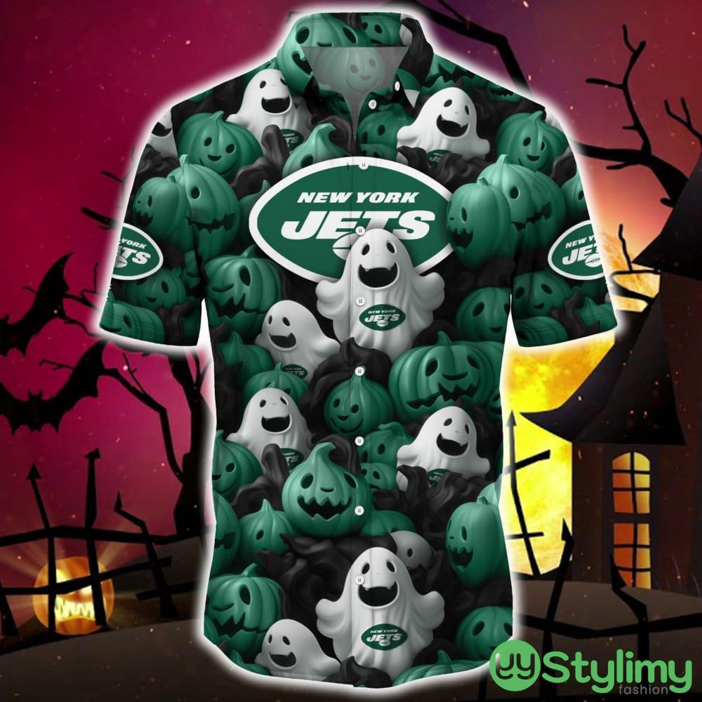 New York Jets Halloween Pumpkin Skull 3D Hawaiian Shirt For Fans Gift Christmas 2 New York Jets Halloween Pumpkin Skull 3D Hawaiian Shirt For Fans Gift Christmas - New York Jets Halloween Aloha Shirt Trending For This Season_3