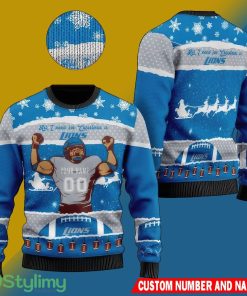 NFL Detroit Lions Christmas Winterize 3D Ugly Sweater Custom Number And Name - NFL Detroit Lions Christmas Winterize 3D Ugly Sweater Custom Number And Name