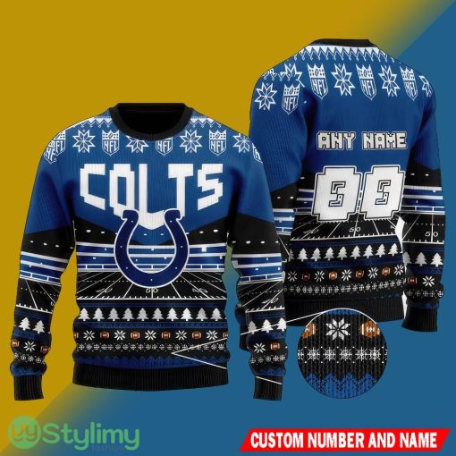 NFL Indianapolis Colts Christmas Cider 3D Knitted Sweater Custom Number And Name - NFL Indianapolis Colts Christmas Cider 3D Knitted Sweater Custom Number And Name