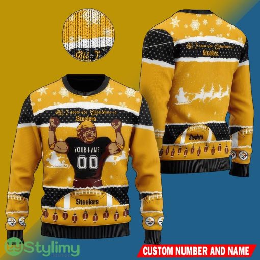 NFL Pittsburgh Steelers Christmas Friends AOP Ugly Sweater Custom Number And Name