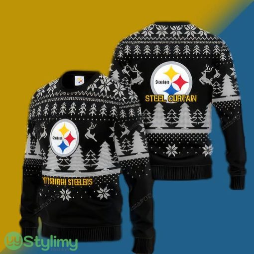 NFL Pittsburgh Steelers Steel Curtain Christmas Ugly Xmas Sweater - NFL Pittsburgh Steelers Steel Curtain Christmas Ugly Xmas Sweater