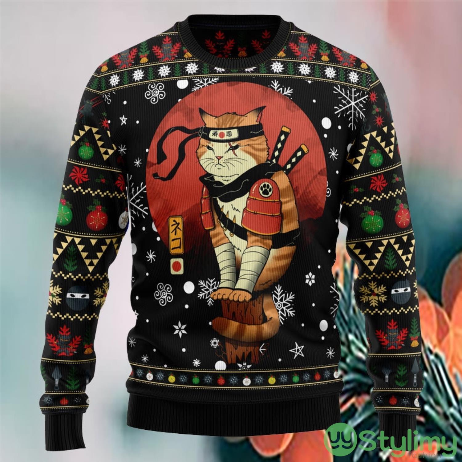 Ninja Cat Ugly Christmas Sweater, Cat Lover Gift, All Over Print 3 Ninja Cat Ugly Christmas Sweater, Cat Lover Gift, All Over Print Product Photo 1