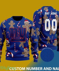 NYGiants Snowflakes Reindeer 3D Sweater Custom Number And Name - 001NYGiants - CUSTOMIZE YOUR NAME & NUMBER Photo 1