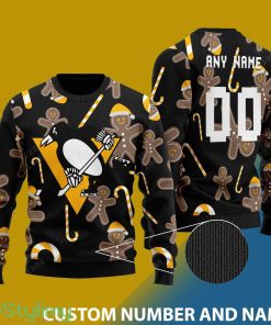 Pittsburgh Penguins Snowflakes Reindeer 3D Sweater Custom Number And Name - Pittsburgh Penguins - CUSTOMIZE YOUR NAME & NUMBER Photo 1