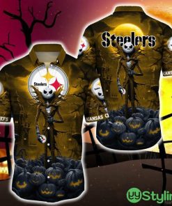 Pittsburgh Steelers Halloween Jack Skellington 3D Hawaiian Shirt For Fans Gift Christmas Men And Women - Pittsburgh Steelers Halloween Jack Hawaii Shirt Trending For This Season_1