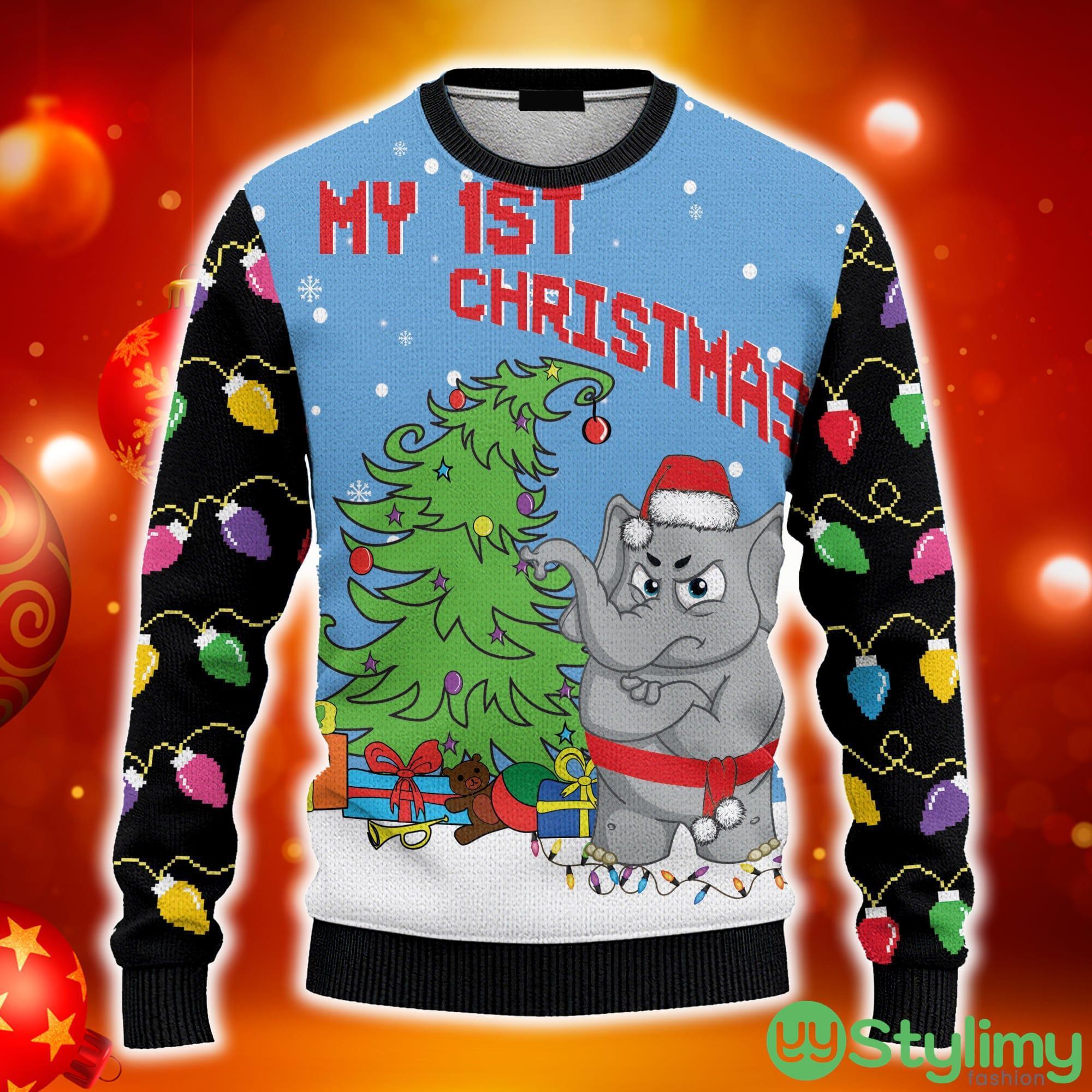 Printed 1st Elephant Ugly 3D Sweater AOP Best Gift For Christmas 5 Printed 1st Elephant Ugly 3D Sweater AOP Best Gift For Christmas - 3D Printed 1st Elephant Ugly Sweater - Best Gift For Christmas_1