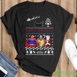 Ross Holiday Armadillo Superman Santa Friends Funny Ugly Christmas Shirt - Ladies T-Shirt