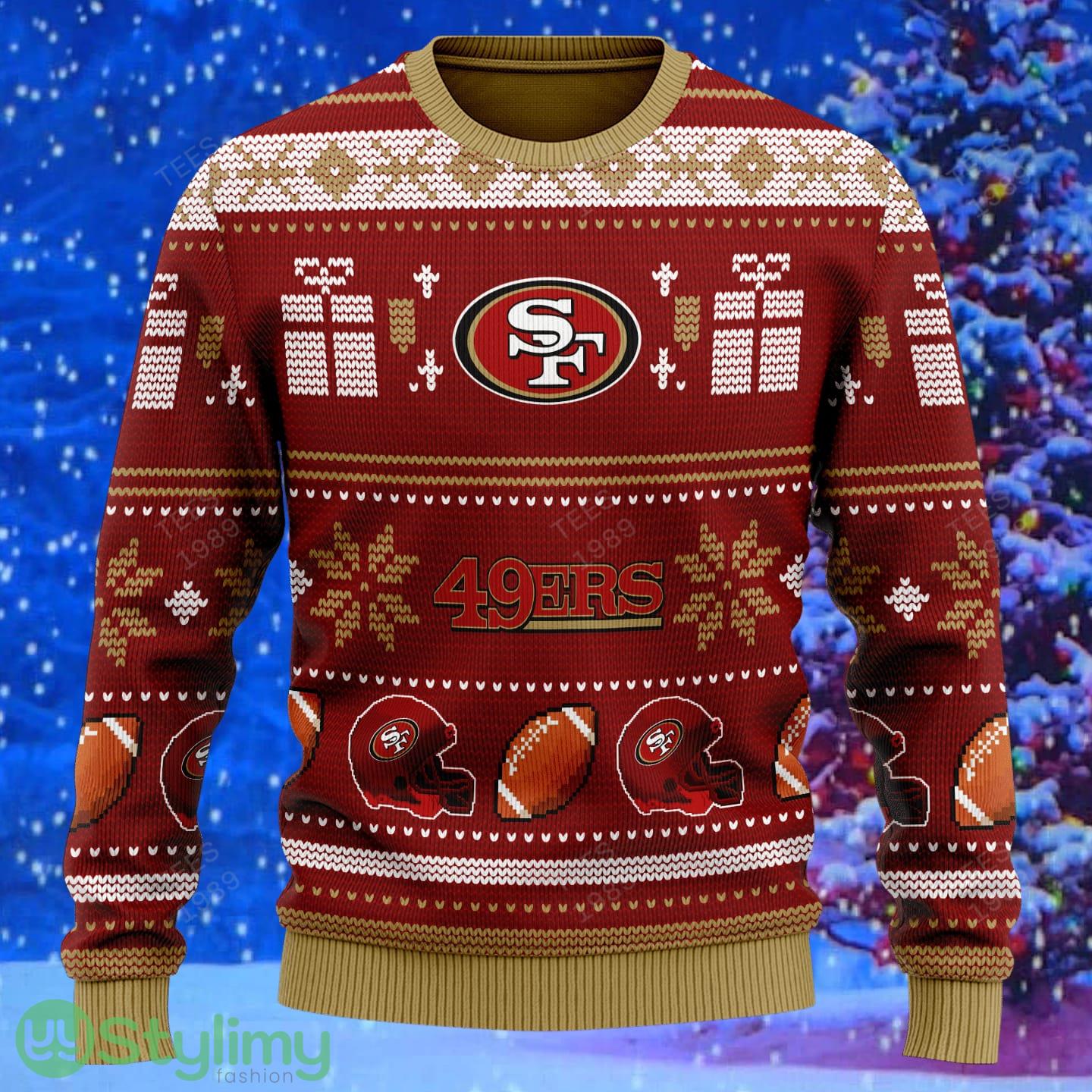 San Francisco 49ers Design NFL Snowflakes Reindeer 3D Sweater Custom Number And Name 2 San Francisco 49ers Design NFL Snowflakes Reindeer 3D Sweater Custom Number And Name - San Francisco 49ers v1 NFL Knitted Sweater Photo 2