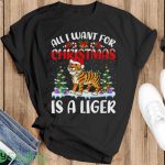 Santa Hat All I Want For Christmas Is A Liger T Shirt - Ladies T-Shirt