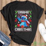 Santa Stitch Xmas Ohana Ugly Christmas Shirt - Ladies T-Shirt