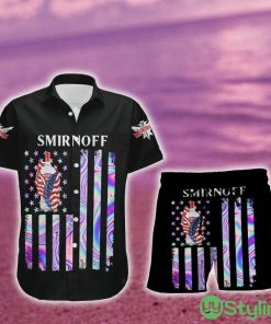 Smirnoff Vodka USA Flag Aloha Summer Beach Hawaiian Combo Shirt And Short Gift Hawaiian For Mens - Smirnoff Vodka USA Flag Aloha Summer Beach Hawaiian Shirt And Short_1