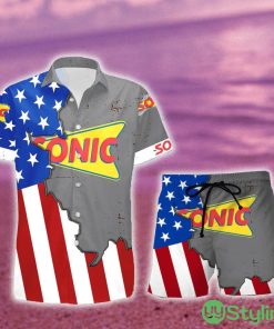 Sonic Drive-In USA Flag Aloha Summer Beach Hawaiian Combo Shirt And Short Gift Hawaiian For Mens - Sonic Drive-In USA Flag Aloha Summer Beach Hawaiian Shirt And Short_1