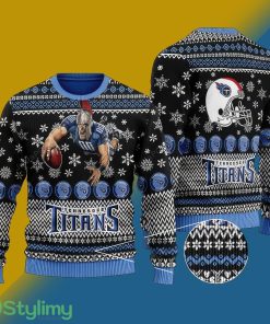 Sports Football Team Tennessee Titans Player With Football And Helmet Ugly Xmas Sweater - Sports Football Team Tennessee Titans Player With Football And Helmet Ugly Xmas Sweater