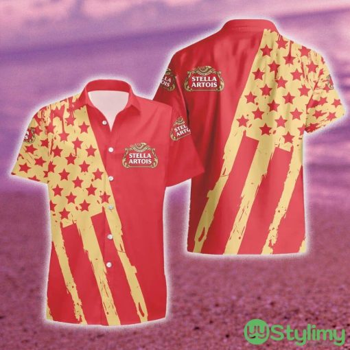 Stella Artois USA Flag Hawaiian Combo Shirt And Short Gift Hawaiian For Mens