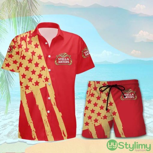 Stella Artois USA Flag Hawaiian Combo Shirt And Short Gift Hawaiian For Mens