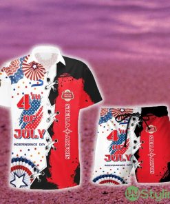 Stella Artois USA Flag Independence 4th of July Hawaiian Combo Shirt And Short Gift Hawaiian For Mens - Stella Artois USA Flag Independence 4th of July Hawaiian Shirt And Short_1