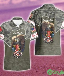 Tim HortonsGreen Camo Eagle USA Flag Hawaiian Combo Shirt And Short Gift Hawaiian For Mens - Tim HortonsGreen Camo Eagle USA Flag Hawaiian Shirt And Short_1