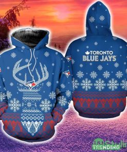 Toronto Blue Jays Christmas Reindeer 3D Hoodie Zip Hoodie Blue Print Holiday Gift For Fans - Toronto Blue Jays Christmas Reindeer 3D Hoodie Zip Hoodie Blue Print Holiday Gift For Fans
