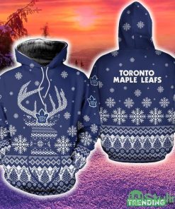 Toronto Maple Leafs Christmas Reindeer 3D Hoodie Zip Hoodie Blue Print Holiday Gift For Fans - Toronto Maple Leafs Christmas Reindeer 3D Hoodie Zip Hoodie Blue Print Holiday Gift For Fans
