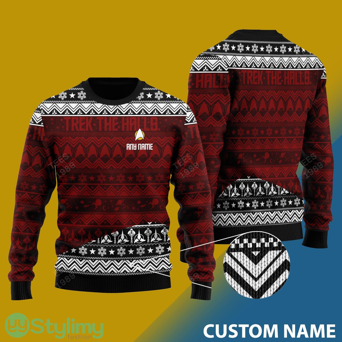 Trek The Halls Sweatshirt Design Personalized Ugly Christmas Sweater For Winter 3 Trek The Halls Sweatshirt Design Personalized Ugly Christmas Sweater For Winter - Trek The Halls Christmas Sweatshirt v1 - CUSTOMIZE YOUR NAME