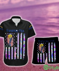 Twisted Tea USA Flag Aloha Summer Beach Hawaiian Combo Shirt And Short Gift Hawaiian For Mens - Twisted Tea USA Flag Aloha Summer Beach Hawaiian Shirt And Short_1
