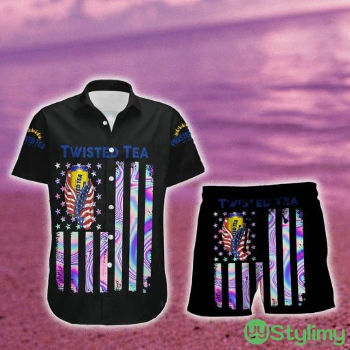 Twisted Tea USA Flag Aloha Summer Beach Hawaiian Combo Shirt And Short Gift Hawaiian For Mens