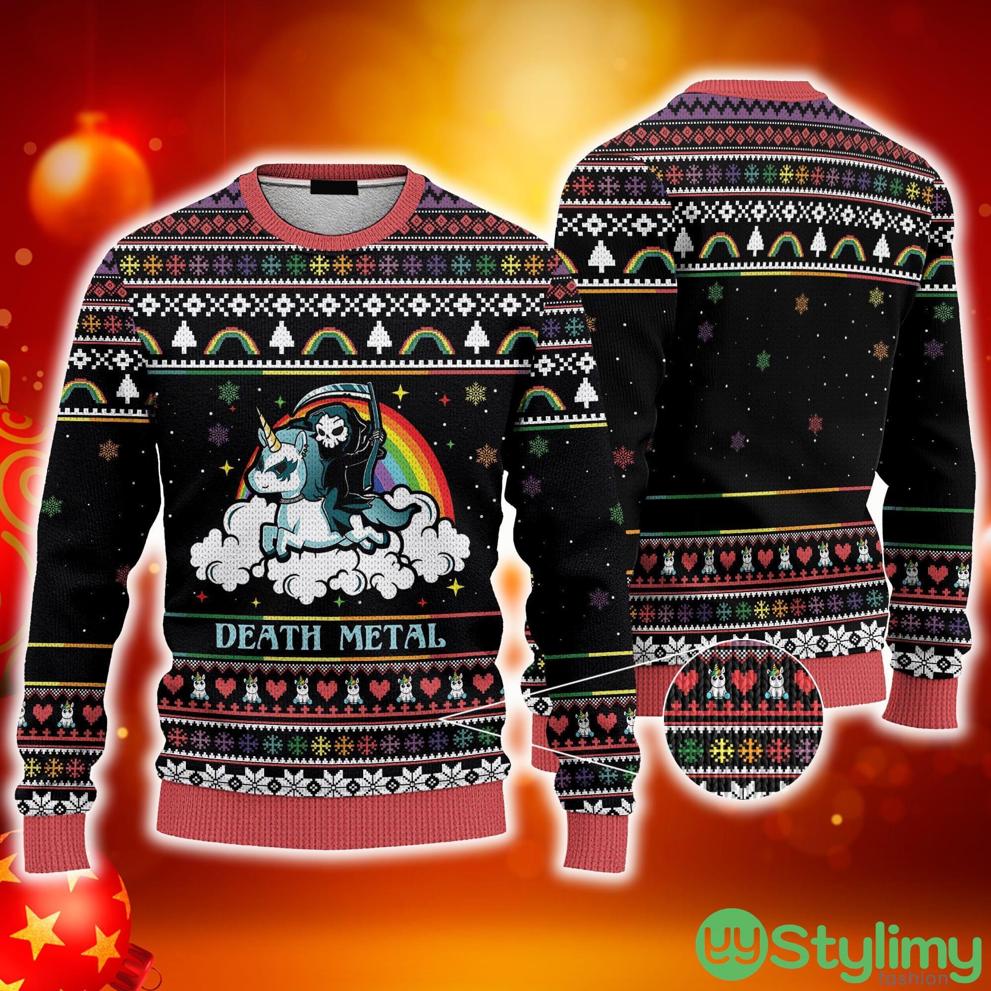 Unicorn And Death Ugly 3D Sweater AOP Best Gift For Christmas 3 Unicorn And Death Ugly 3D Sweater AOP Best Gift For Christmas - Unicorn And Death Ugly Sweater - Best Gift For Christmas_3