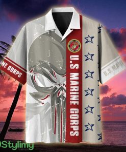 US Marine Corps Skull Multiservice Veteran Hawaiian Shirt - US Marine Corps Skull Multiservice Hawaiian Shirt For Veterans