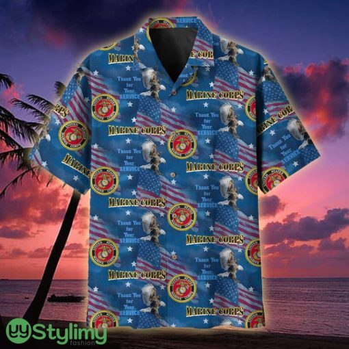 US Marine Corps Thank You For Your Service Veteran Multiservice Veteran Hawaiian Shirt