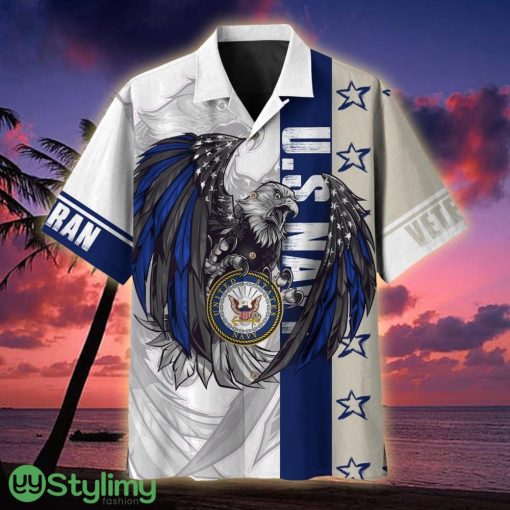 US Navy Colored Feather Eagle Multiservice Veteran Hawaiian Shirt - US Navy Colored Feather Eagle Multiservice Hawaiian Shirt For Veterans