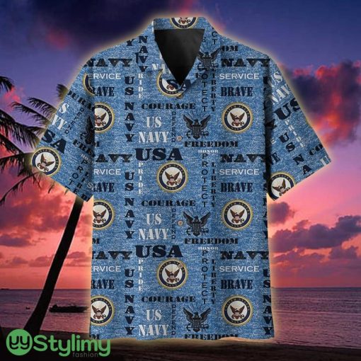 US Navy Freedom Honor Protect Mutiservice Veteran Hawaiian Shirt