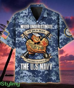US Navy Never Underestimate An Old Man US Multiservice Veteran Hawaiian Shirt - US Navy Never Underestimate An Old Man US Multiservice Hawaiian Shirt For Veterans
