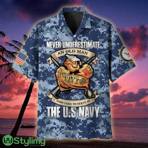 US Navy Never Underestimate An Old Man US Multiservice Veteran Hawaiian Shirt - US Navy Never Underestimate An Old Man US Multiservice Hawaiian Shirt For Veterans