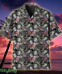 US Veteran Dog Tag Pattern MultiService Veteran Hawaiian Shirt - US Veteran Dog Tag Pattern MultiService Hawaiian Shirt For Veterans