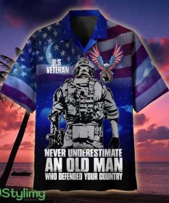 US Veteran Never Underestimate An Old Man Who Defended Your Country Multiservice Veteran Hawaiian Shirt - US Veteran Never Underestimate An Old Man Who Defended Your Country Multiservice Hawaiian Shirt For Veterans