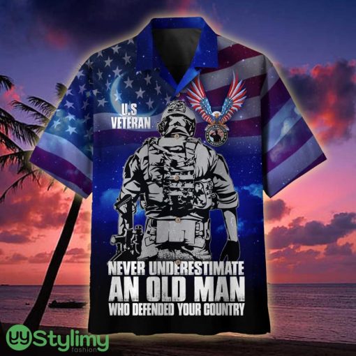 US Veteran Never Underestimate An Old Man Who Defended Your Country Multiservice Veteran Hawaiian Shirt - US Veteran Never Underestimate An Old Man Who Defended Your Country Multiservice Hawaiian Shirt For Veterans