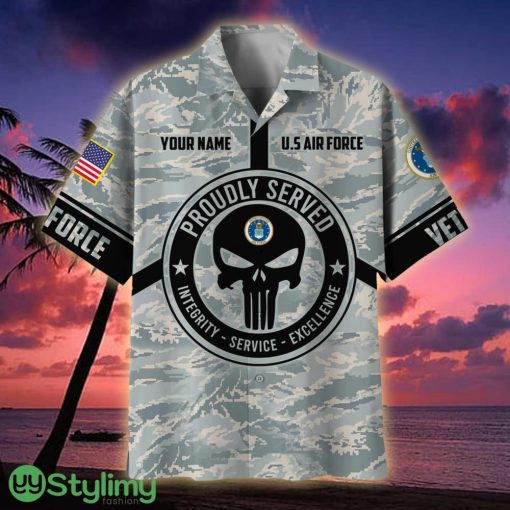 US Veteran Personalized Camo Soldiers Multiservice Veteran Hawaiian Shirt