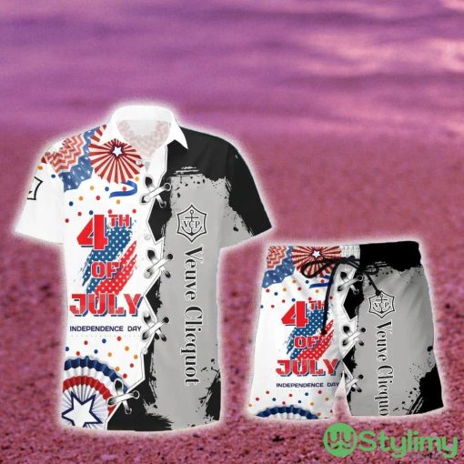 Veuve Clicquot Champagne USA Flag Independence 4th of July Hawaiian Combo Shirt And Short Gift Hawaiian For Mens - Veuve Clicquot Champagne USA Flag Independence 4th of July Hawaiian Shirt And Short_2