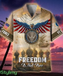 Waving flag commands respect US Air Force Freedom Is Not Free Veteran Hawaiian Shirt - Waving flag commands respect US Air Force Freedom Is Not Free Hawaiian Shirt For Veterans