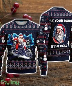 Ask Your Mom If I'm Real Funny Santa Ugly Christmas Sweater Christmas Holiday Gift For Men And Women Product Photo 1
