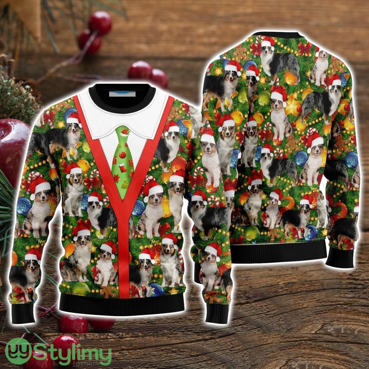 Australian Shepherd Xmas Pine Ugly Christmas Sweater Christmas Holiday Gift For Men And Women 3 Australian Shepherd Xmas Pine Ugly Christmas Sweater Christmas Holiday Gift For Men And Women Product Photo 1