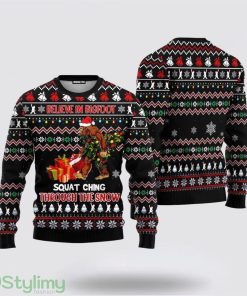 Believe In Bigfoot Squat Ugly Christmas Sweater For Gifts For Bigfoot Lovers Product Photo 1