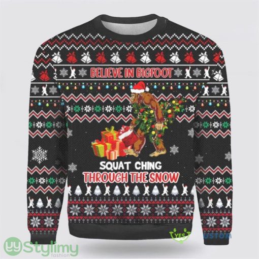 Believe in Bigfoot Ugly Christmas Sweater Gifts For Bigfoot Lovers
