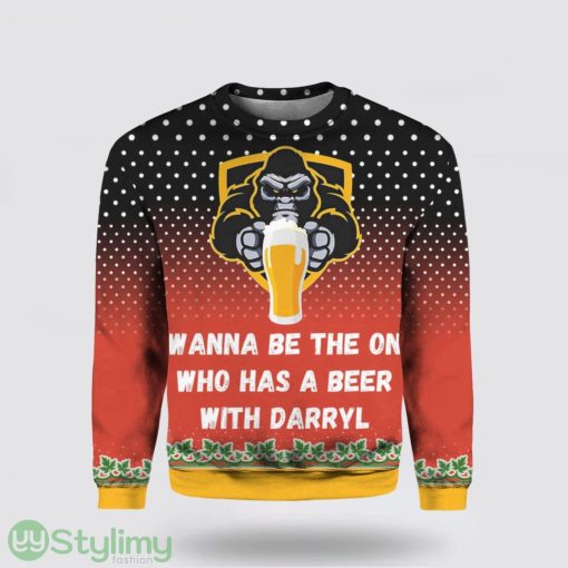 Bigfoot 3D Ugly Christmas Sweater Hoodie Be the One to Share a Beer with Darryl Gifts For Bigfoot Lovers